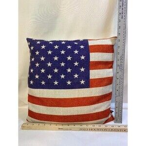 American flag 15x15 throw pillow linen square cushion USA, B-2